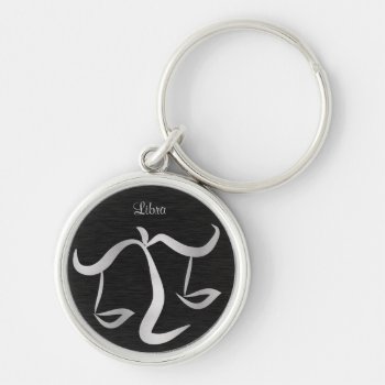 Silver Libra Zodiac Sign Keychain by eatlovepray at Zazzle
