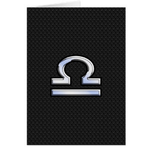 Silver Libra Zodiac Sign on black snake skin style Cards