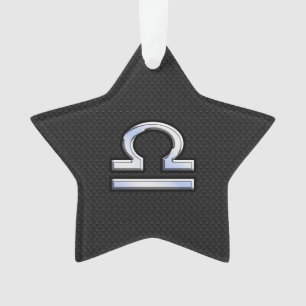 Silver Libra Zodiac Sign on black snake skin style Ornament