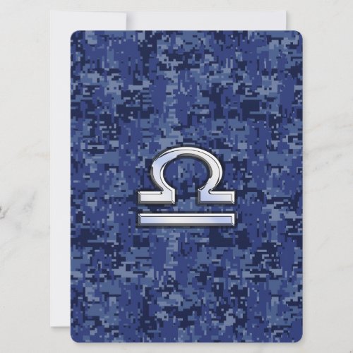 Silver Libra Zodiac Sign on blue digital camo