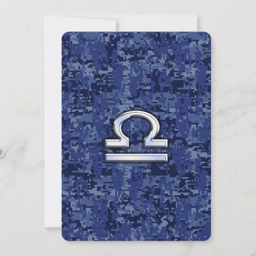 Silver Libra Zodiac Sign on blue digital camo