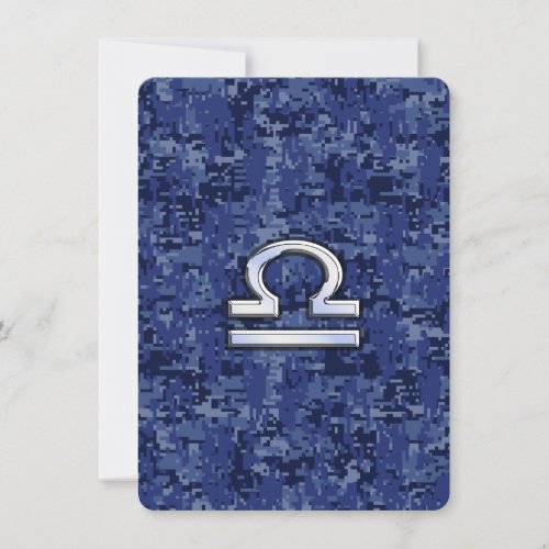 Silver Libra Zodiac Sign on blue digital camo