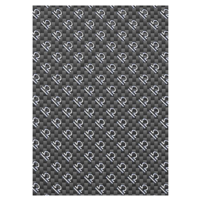 Silver Libra Zodiac Symbol on Carbon Fiber Print Tablecloth (Front)