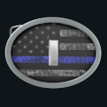 (Silver) Lieutenant Thin Blue Line Distressed Flag Belt Buckle<br><div class="desc">(Silver) Lieutenant Thin Blue Line Distressed Flag</div>