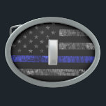 (Silver) Lieutenant Thin Blue Line Distressed Flag Belt Buckle<br><div class="desc">(Silver) Lieutenant Thin Blue Line Distressed Flag</div>