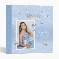 Silver Light Baby Blue Rose Photo Album Guestbook