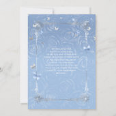 Silver Light Baby Blue Roses Elegant Quinceanera Invitation (Back)