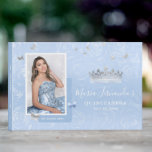 Silver Light Baby Blue Roses Photo Quinceanera Guest Book<br><div class="desc">Create your own unique elegant quinceanera guest books using a simple, easy DIY template in pretty shades of light baby blue and silver. Personalize these beautiful template guest books for a Cinderella themed 15th birthday party / sweet 16, fairy tale wedding, winter wonderland princess baby or bridal shower, or a...</div>