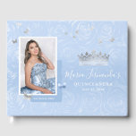 Silver Light Baby Blue Roses Photo Quinceanera Guest Book<br><div class="desc">Create your own unique elegant quinceanera guest books using a simple, easy DIY template in pretty shades of light baby blue and silver. Personalize these beautiful template guest books for a Cinderella themed 15th birthday party / sweet 16, fairy tale wedding, winter wonderland princess baby or bridal shower, or a...</div>