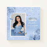 Silver Light Baby Blue Roses Quinceanera Guest Notebook at Zazzle