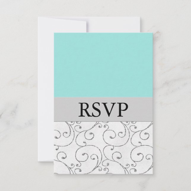 Silver Light Blue Wedding RSVP Response Cards (Front)