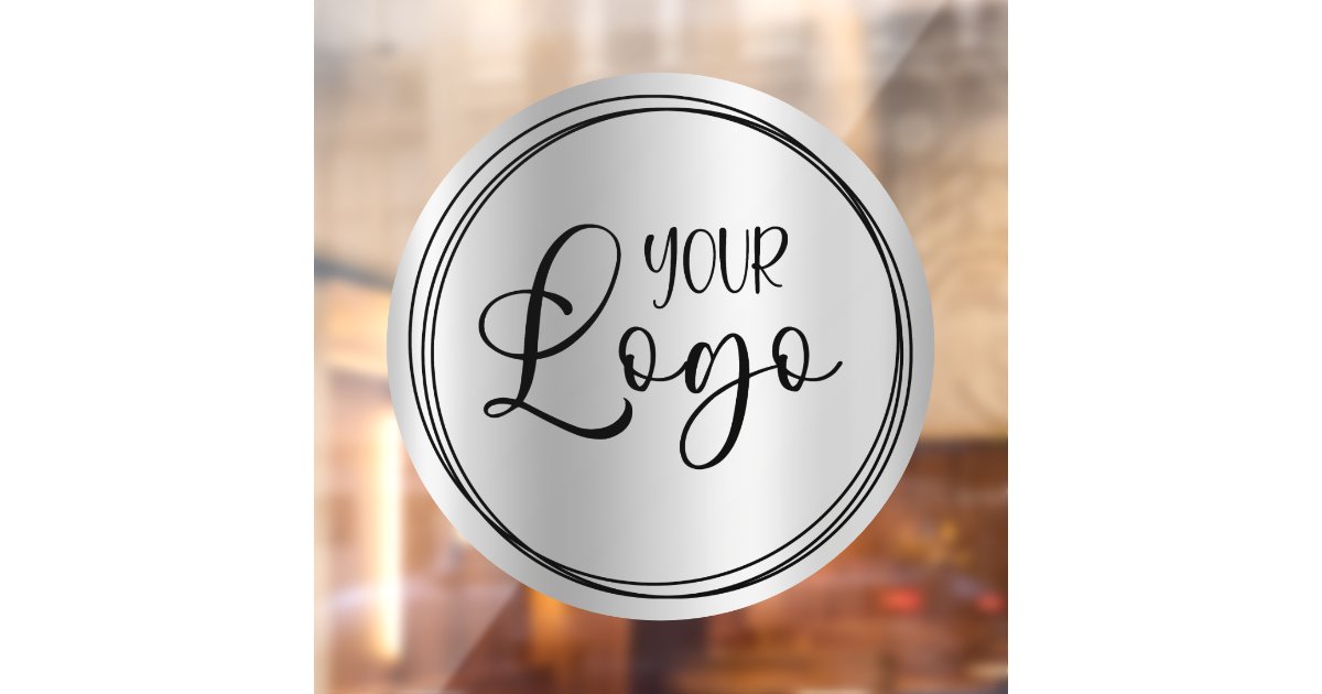 Silver Window Sign Silver Light Grey Gradient Circle Business Logo Window Cling | Zazzle