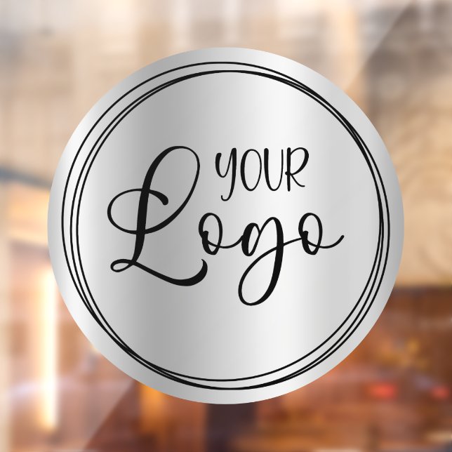 Silver Light Grey Gradient Circle Business Logo Window Cling (Sheet 2)