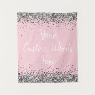 Silver Light Pink Birthday Party Photo Booth Prop  Tapestry