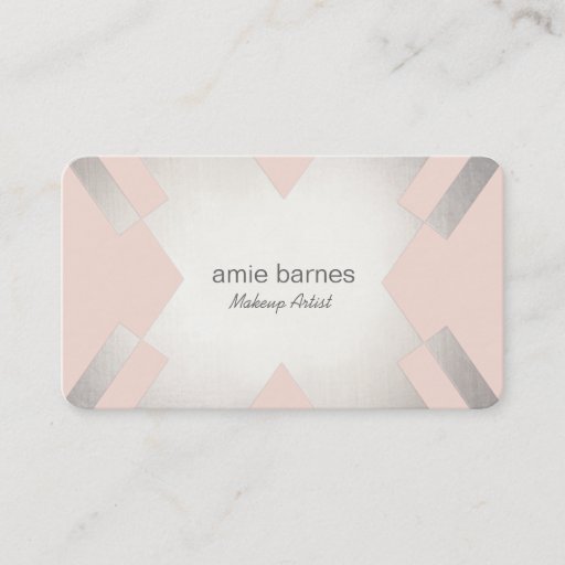 Customizable Silver &amp; Light pink Cosmetology Hair and Makeup Business Card Templates