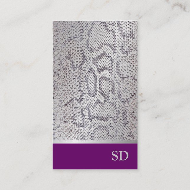 Silver Light Purple Gradient Snake Skin Print Business Card (Front)