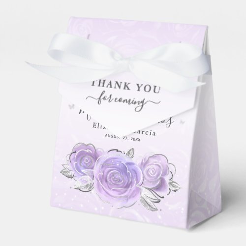 Silver Light Purple Rose Party Thank You Template Favor Boxes