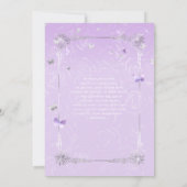 Silver Light Purple Roses Elegant Quinceanera Invitation (Back)