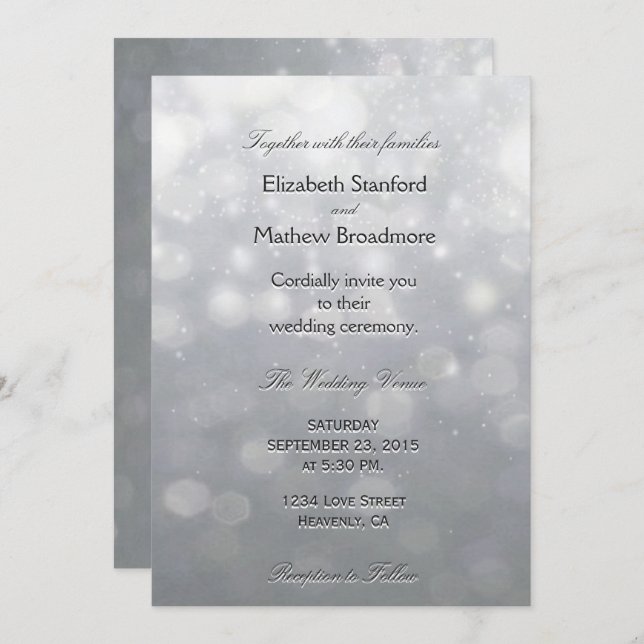 Silver Lights and Glitter Invitation (Front/Back)