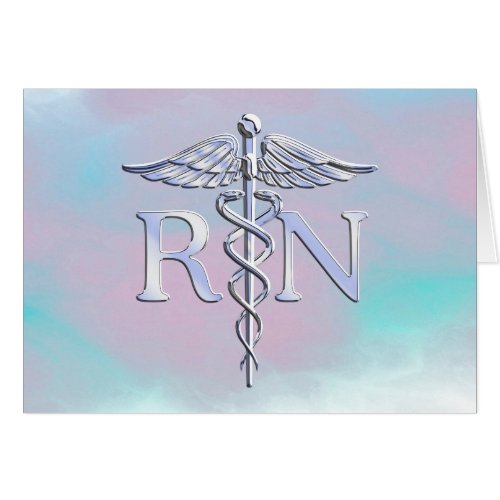 Silver Like RN Caduceus Medical Mother Pearl