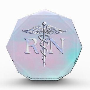 Silver Like RN Caduceus Medical Mother Pearl Award
