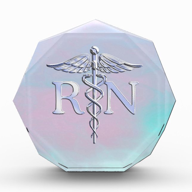 Silver Like RN Caduceus Medical Mother Pearl Award (Front)