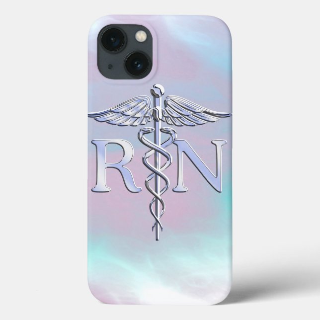 Silver Like RN Caduceus Medical Mother Pearl Case-Mate iPhone Case (Back)