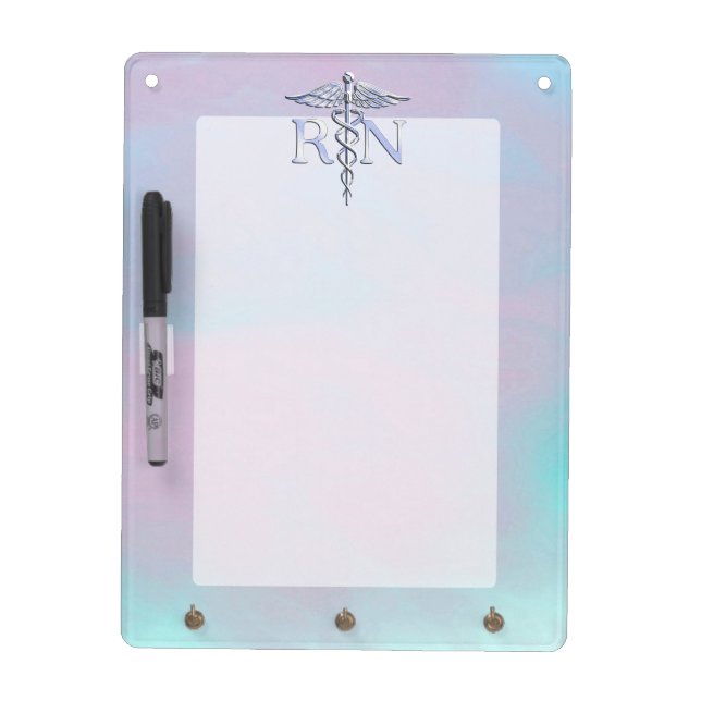 Silver Like RN Caduceus Medical Mother Pearl Dry-Erase Board (Front)