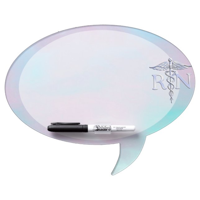 Silver Like RN Caduceus Medical Mother Pearl Dry-Erase Board (Front)