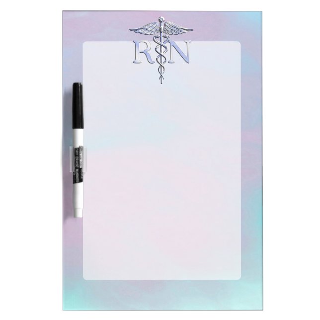 Silver Like RN Caduceus Medical Mother Pearl Dry-Erase Board (Front)