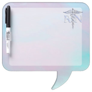 Silver Like RN Caduceus Medical Mother Pearl Dry-Erase Board