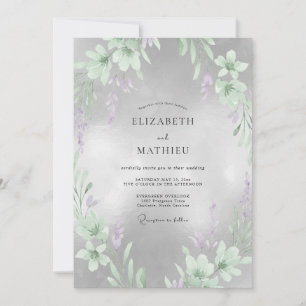 Silver Lilac Blossom Wedding Invitation