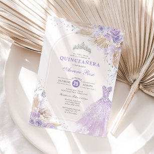 Lavender And Gold Confetti Quinceanera Invitations — Party Beautifully