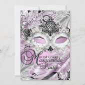 Silver Lilac Sparkle Mask Masquerade Quinceanera Invitation (Front)