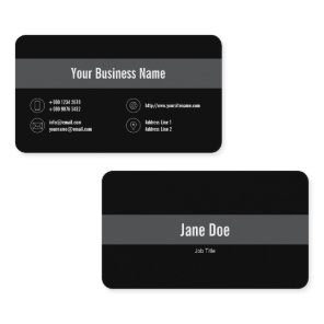Silver Line Business Gray Icons Black Business Card Silver Line Business Gray Icons Black Business Card