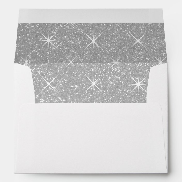 Silver lined envelopes with faux glittery sparkles | Zazzle.com