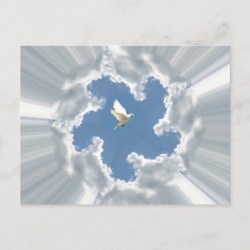 Silver lining cloud with dove postcard
