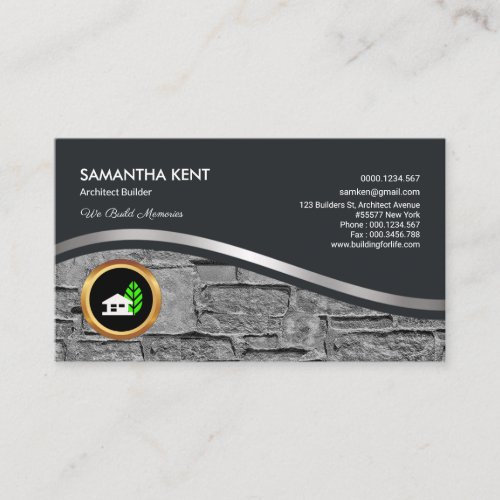 Silver Lining Grey Cement Brick Builder Architect Business Card