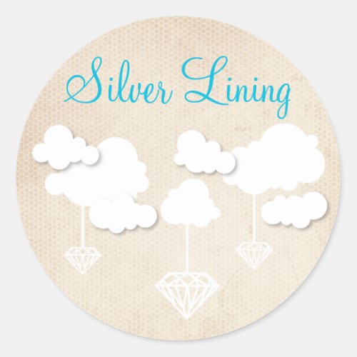 Silver Lining Round Cloud  Diamond Stickers