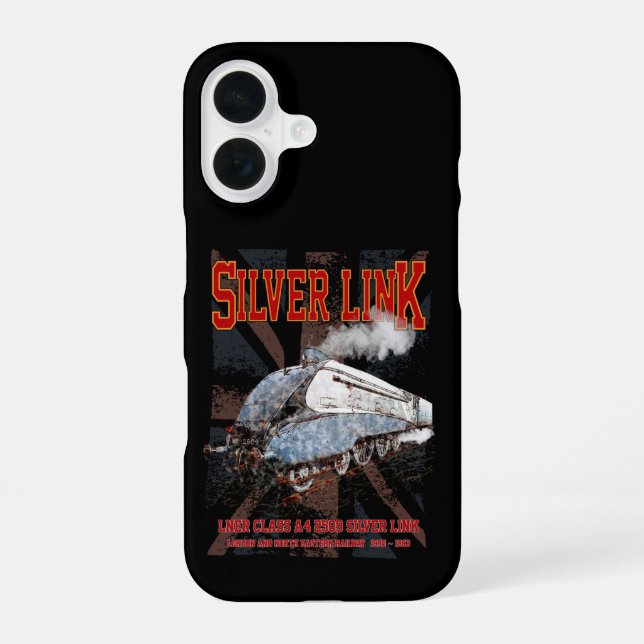 Silver Link LNER Class A4 2509 Locomotive UK flag iPhone Case (Back)