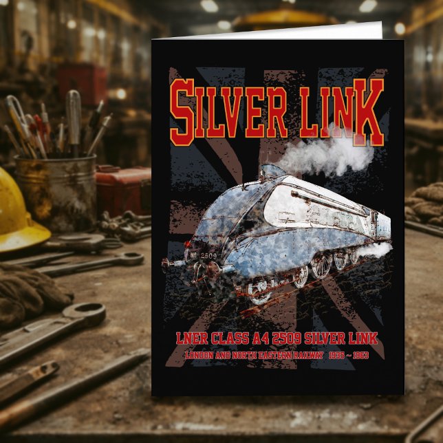 Silver Link LNER Class A4 2509 Locomotive UK flag Thank You Card (Silver Link LNER Class A4 2509 Locomotive UK flag. Thank You Card)