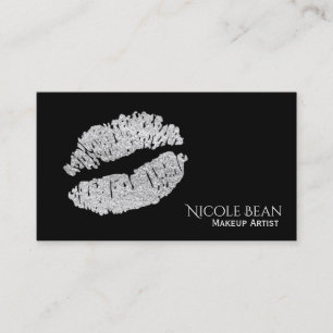 Silver Lips Faux Sparkle Kiss Beauty Makeup Chic Business Card