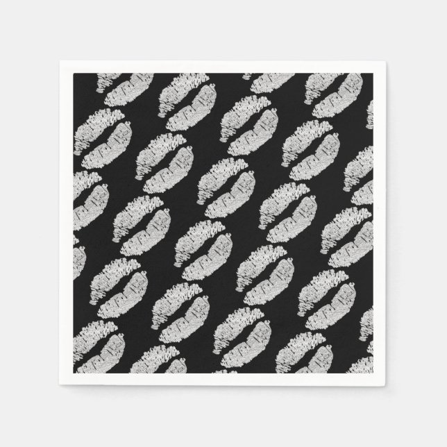 Silver Lips Kiss Beauty Makeup Birthday Party Napkins (Front)