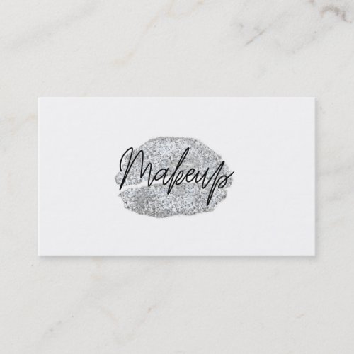 Silver Lips Kiss Makeup Beauty Glam Chic White Business Card