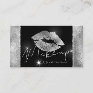 Silver Lipstick Makeup lips elegant luxury Business Card