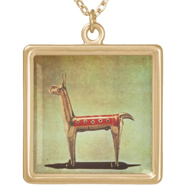Silver Llama Figurine, from Peru, after 1438 Gold Plated Necklace (Front)