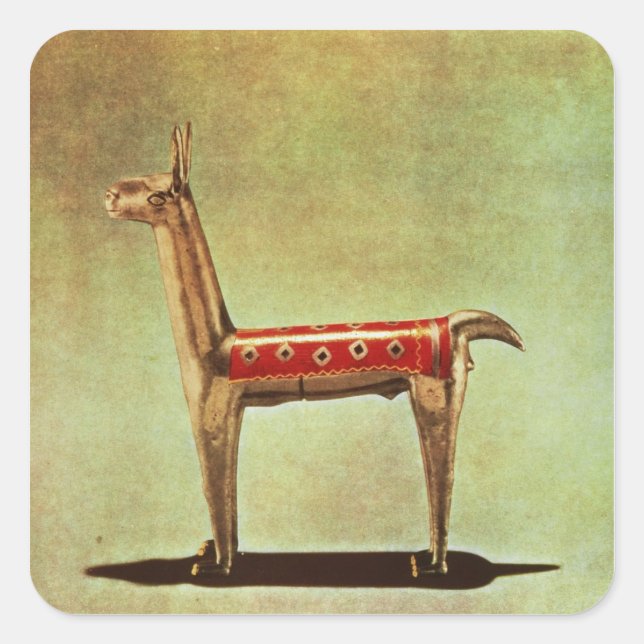Silver Llama Figurine, from Peru, after 1438 Square Sticker (Front)