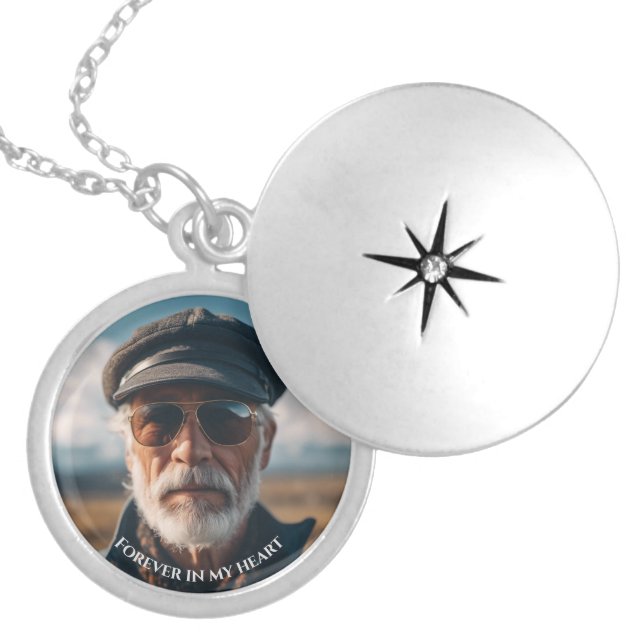 Silver Locket Necklace with your own Photo (Front)