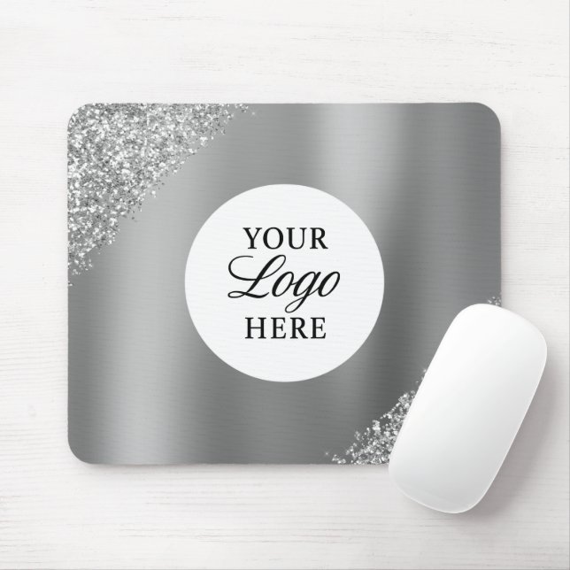 Silver Logo Business Professional Sparkle Glitter Mouse Pad (With Mouse)