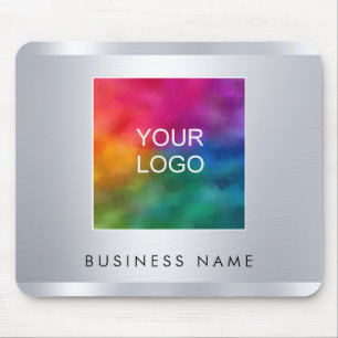 Silver Look Add Your Business Logo Image Text Mouse Pad